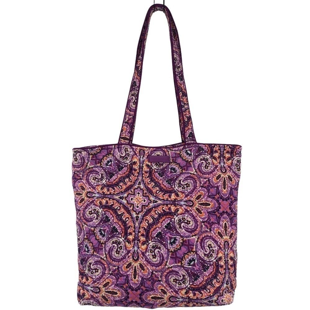VERA BRADLEY Paisley Print Quilted Shoulder Tote‎ Bag Orange Purple Lavender